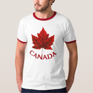 Mens Canada T - Shirt Canada Flag Ringer Shirt