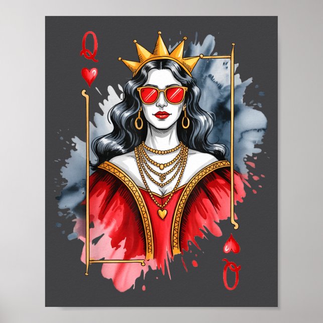 mens Card Valentines Queen Hearts Poster (Vorne)