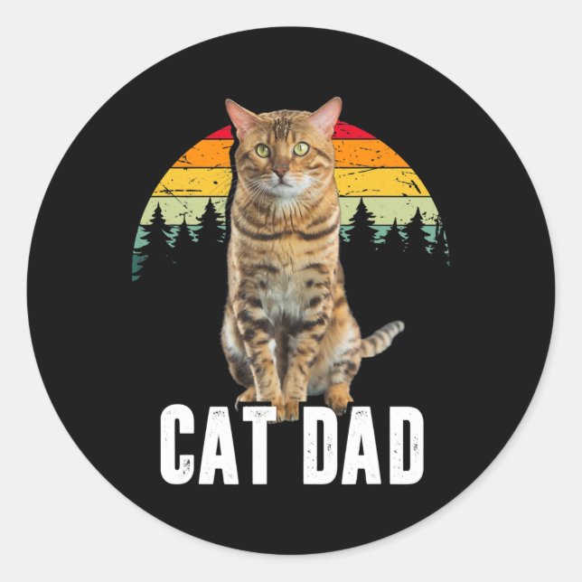 Mens Cat Vater Bengalisch Katze Niedlich Kätzchen  Runder Aufkleber (Vorderseite)