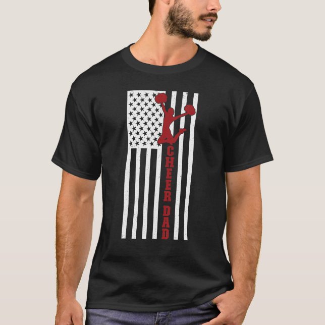 Mens Cheer Dad US Flag Cheerleading Father Of A Ch T-Shirt (Vorderseite)