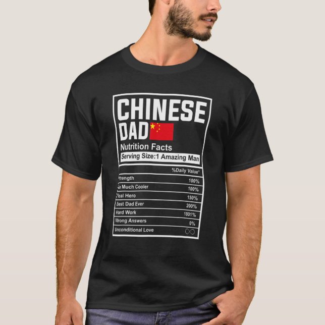 Mens Chinese Dad Nutrition Facts Father's Day Nati T-Shirt (Vorderseite)