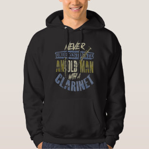 Mens Clarinet Funny Old Man Clarinetist Klarinette Hoodie