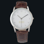 Mens Classic Brown Leather Strap Mit Monogramm Wat Armbanduhr<br><div class="desc">Maßgeschneidertes, personalisiertes Herrenklassiker mit braunem Lederband, silberfarbenem Legierungsgehäuse, Armbanduhr. Geben Sie einfach die Initialen ein. Machen Sie eine wunderbare, individuelle Uhr für die besonderen Männer in Ihrem Leben - Papa, Bräutigam, Ehemann, Bruder, Großvater, Freund. Ein großartiges Geschenk für den Tag des Vaters, Geburtstag, Hochzeit, Ehejubiläum, Weihnachten, Feiertagen und vieles mehr....</div>