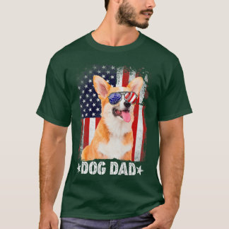Mens Classic Corgi Hund Vater Usa Flaggentag112 T-Shirt