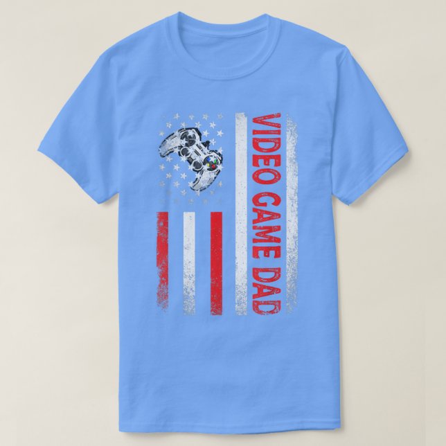 Mens Classic Retro American Flag Video Game Vater  T-Shirt (Design vorne)