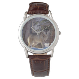 Mens Classic Watch/Wildlife Wolf Armbanduhr