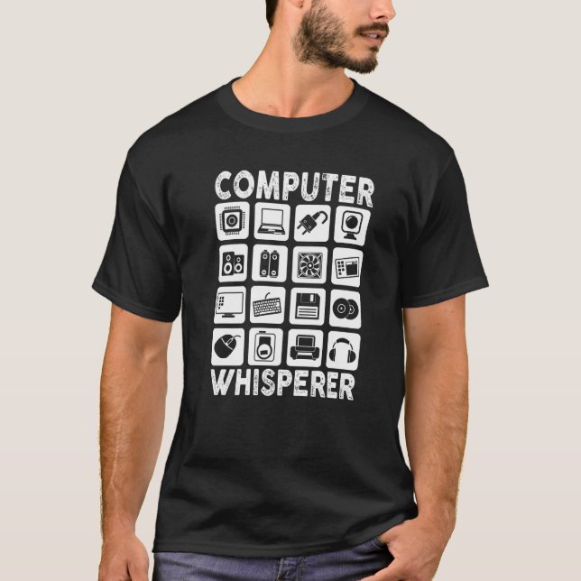 Mens Computer Whisperer IT Tech Support Network en T-Shirt (Vorderseite)