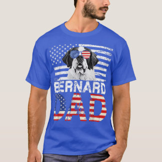 Mens Cool Bernard Vater USA Flag Patriotic Fathers T-Shirt