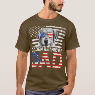 Mens Cool Golden Retriever Vater USA Flag Patrioti T-Shirt