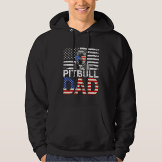 Mens Cool Pitbull Vater Usa Flag Patriotische Väte Hoodie