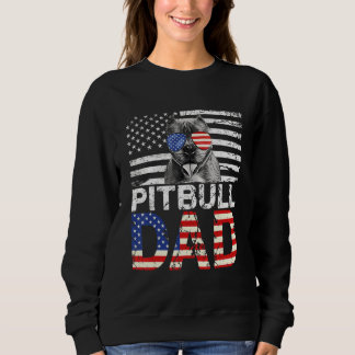 Mens Cool Pitbull Vater Usa Flag Patriotische Väte Sweatshirt