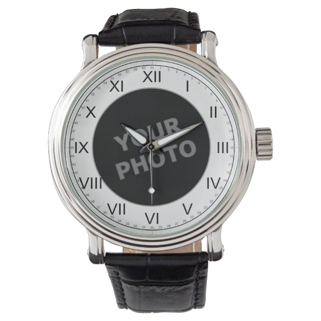 Mens Custom Watch Roman Zahlen Ihr Bild Armbanduhr (Vorderseite)