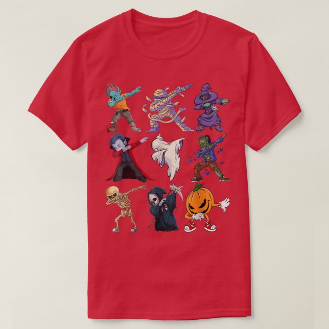 Mens Dabbing Halloween Boys Skeleton Zombie Beängs T-Shirt (Design vorne)