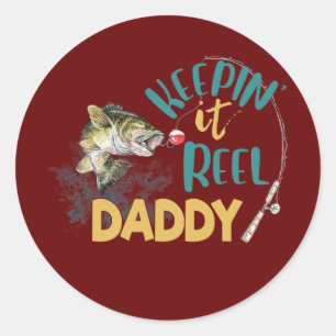 Mens Daddy Keeping It Reel Fishing Father Day Runder Aufkleber