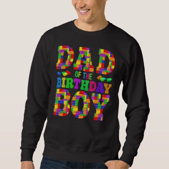 Mens Daddy of Birthday Boy Builder Gebäude Blocks Sweatshirt (Vorderseite)