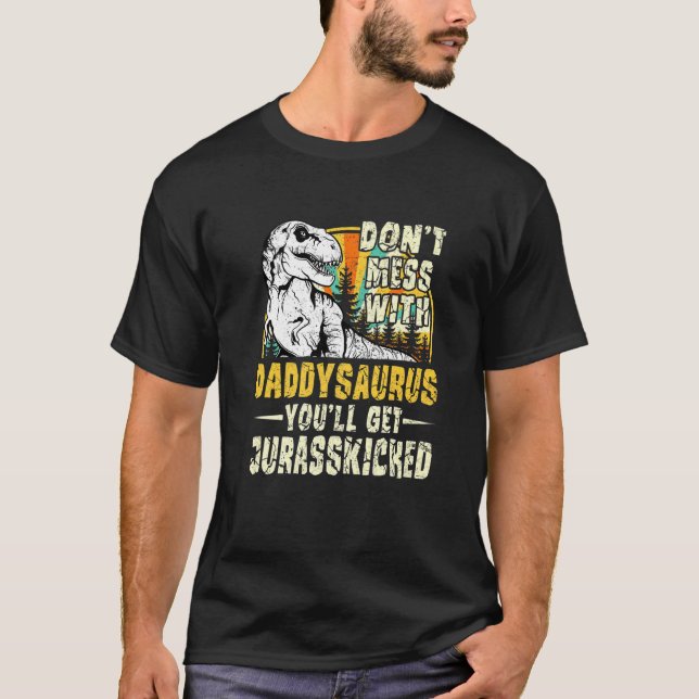 Mens Daddy Rex Saurus Papasaurus Dinosaurs Men Fat T-Shirt (Vorderseite)