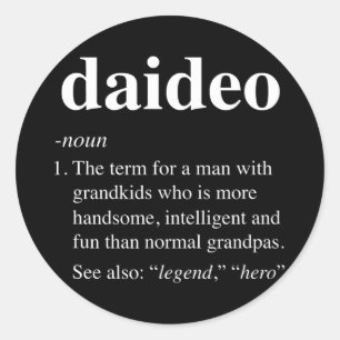 Mens Daideo Definition Funny Noun Grandpa definier Runder Aufkleber