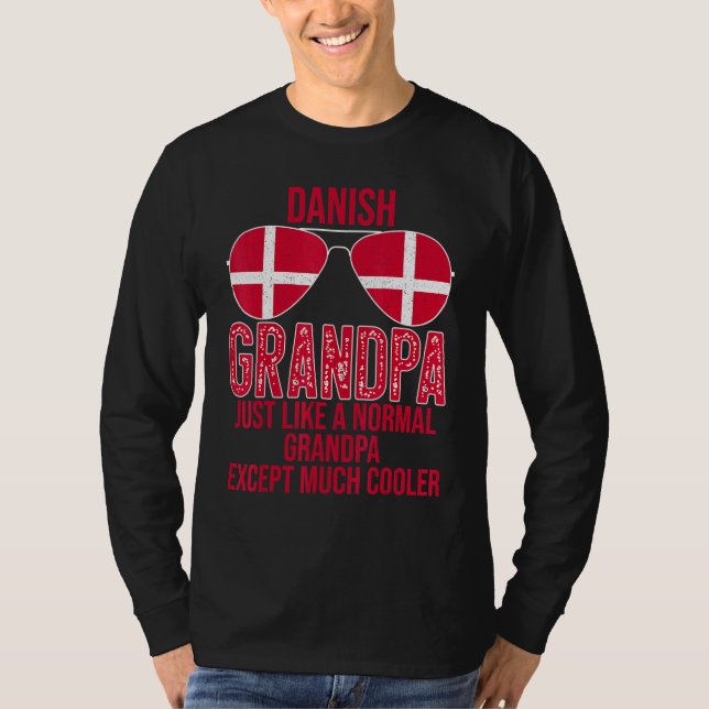 Mens Danish Opa Dänemark FlaggenSonnenbrille Vater T-Shirt (Vorderseite)