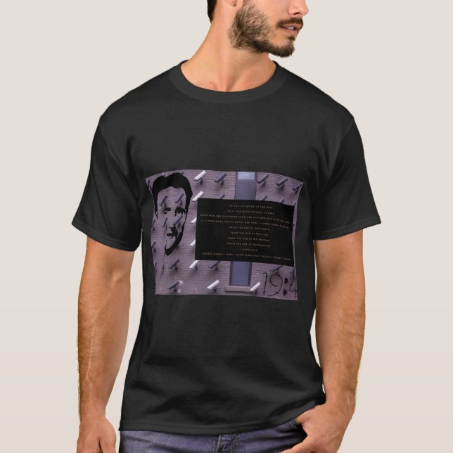Mens Dark T - Shirt mit Orwells Warnungen (Vorderseite)