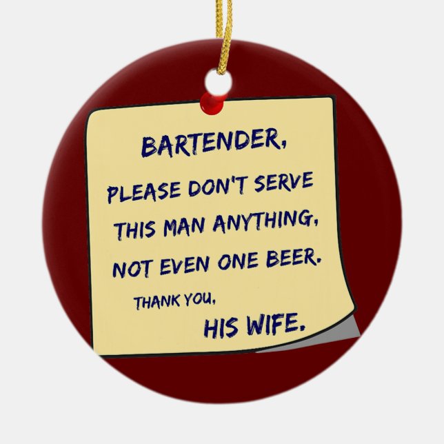 Mens Dear Barkeeper trinkt Keramik Ornament (Vorne)