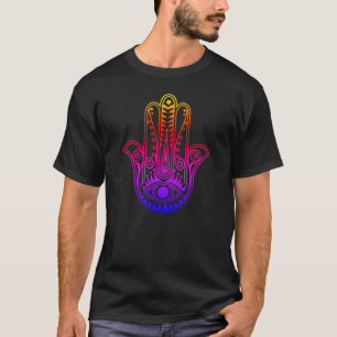 Mens dégradé neon Hamsa et mauvais oeil T-shirt