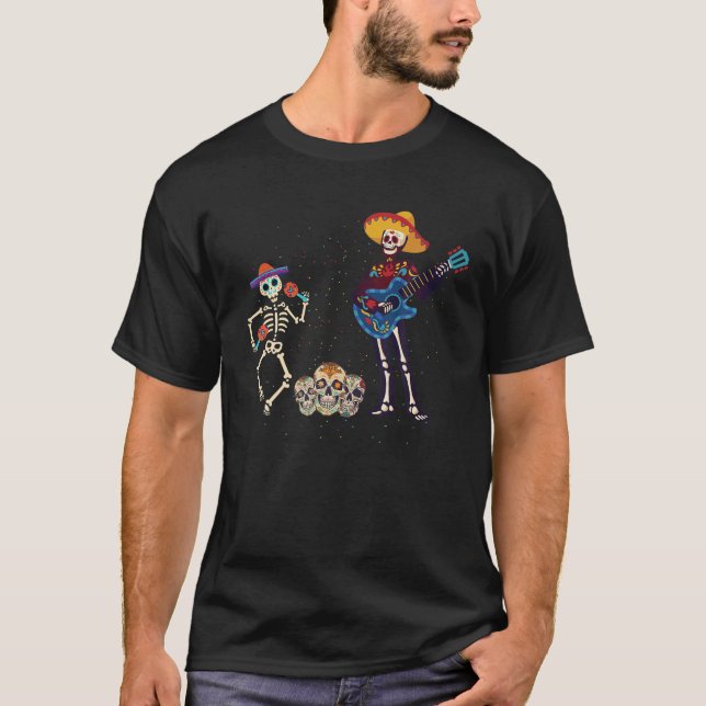 Mens Dia de Los Muertos Day of the Dead Mexican Sk T-Shirt (Vorderseite)