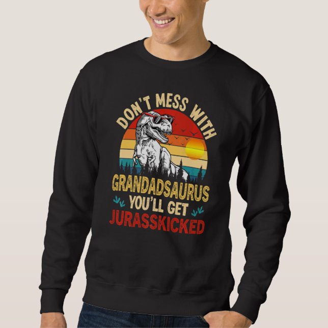 Mens Distressed Grandadsaurus Dinosaurier Rex Fath Sweatshirt (Vorderseite)