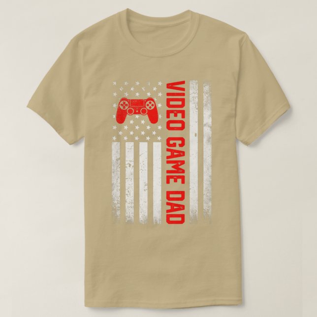 Mens Distressed USA Flag Video Game Dad Father's D T-Shirt (Design vorne)