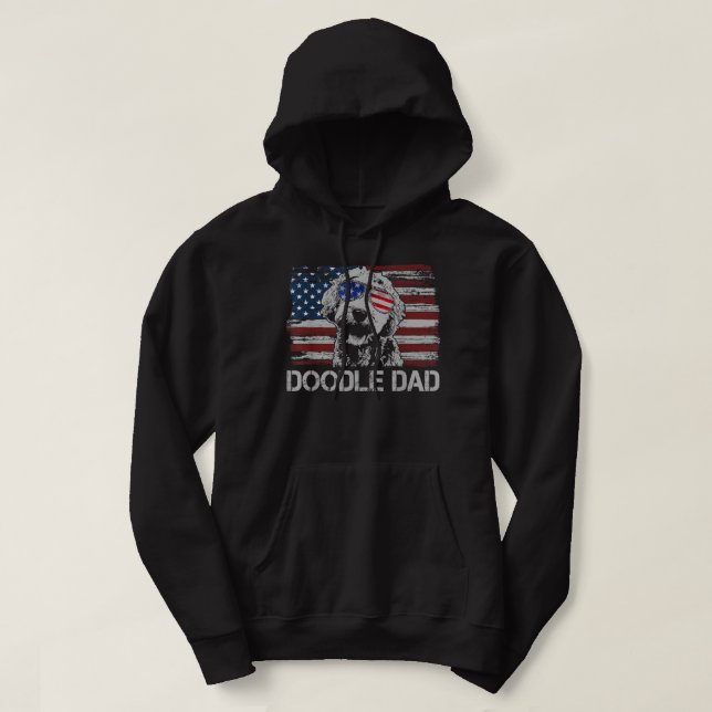 Mens Doodle Vater Goldendoodle Dog American Flag 4 Hoodie (Design vorne)