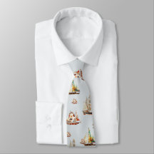 Men's Dream Boats Gray Neck Tie
