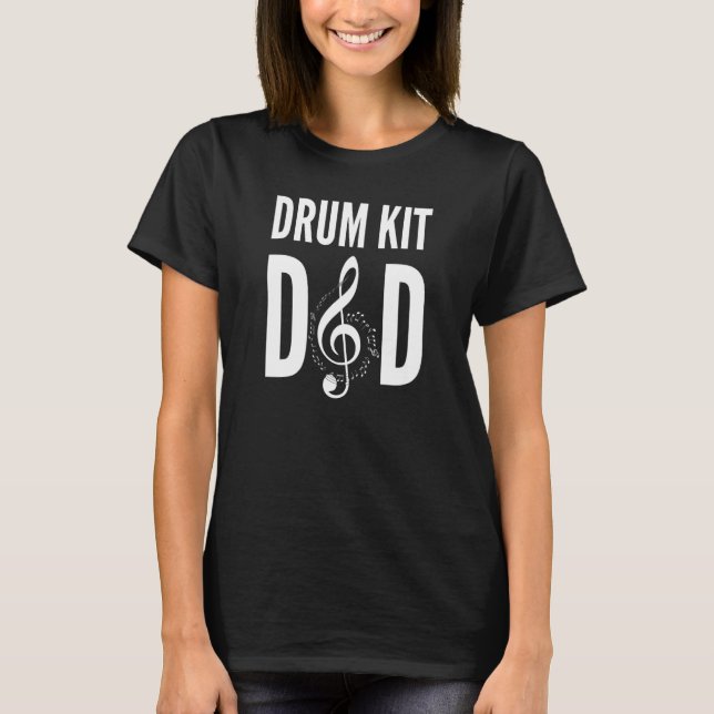 Mens Drum Kit Vater Musik Treble Clef Musiker Vate T-Shirt (Vorderseite)