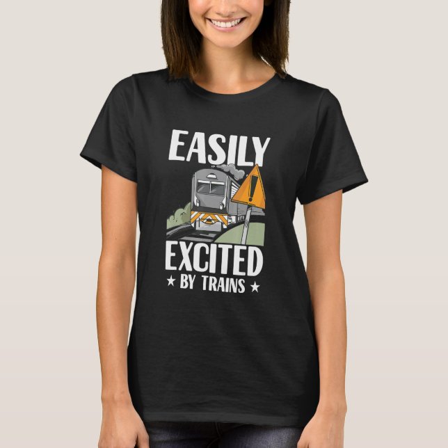 Mens Easily Excited By Trains  Train Driver Humor  T-Shirt (Vorderseite)