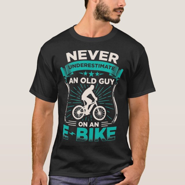 Mens EBike Cyclist Electric Mountain Bike Vater T-Shirt (Vorderseite)