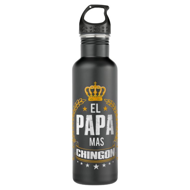 Mens El Papa Mas Chingon - Der sonnigste mexikanis Edelstahlflasche (Vorderseite)