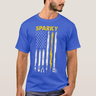 Mens Electrical US Flag Sparky Tools T-Shirt