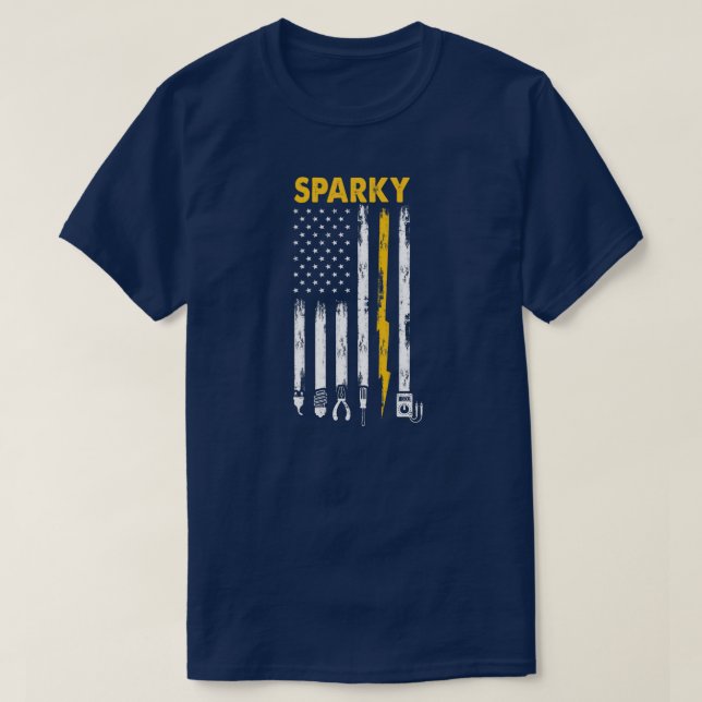 Mens Electrical US Flag Sparky Tools  T-Shirt (Design vorne)