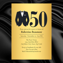 Men's Elegant Tuxedo Gold Black 50th Birthday