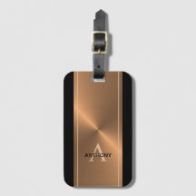 Mens Elegante Black Gold Bronze Monogram Name