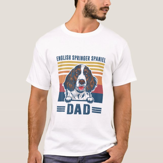 Mens English Springer Spaniel Vater Father Retro E T-Shirt (Vorderseite)