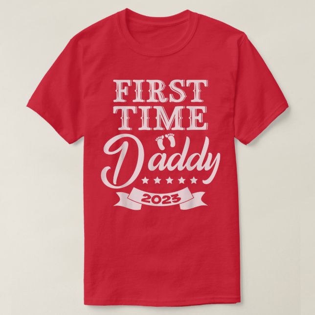 Mens Erste Mal Daddy 2023 New Dad Pregnancy Annou T-Shirt (Design vorne)