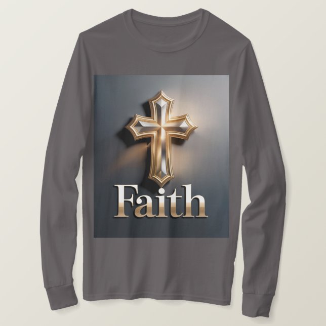 Men's Faith Cross Grey T-Shirt (Design devant)