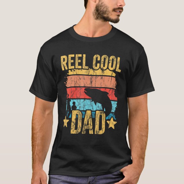 Mens Father And Son Fishing Retro Reel Cool Dad T-Shirt (Vorderseite)