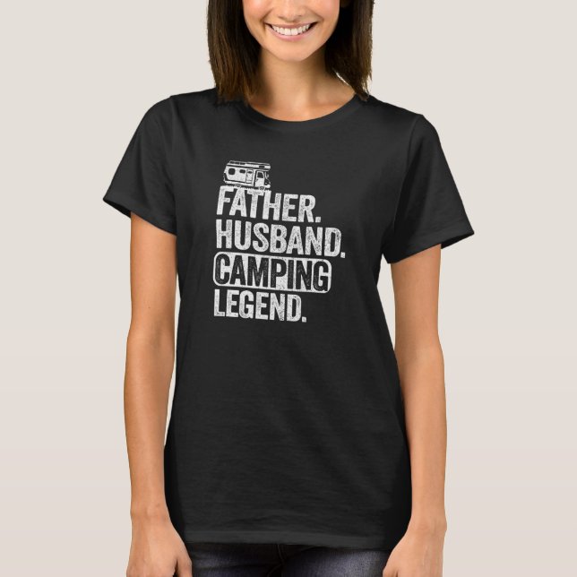 Mens Father Husband Camping Legende Oudoor Vater H T-Shirt (Vorderseite)
