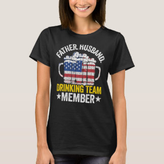 Mens Father Husband Usa Drink Team Mitglied Vater T-Shirt