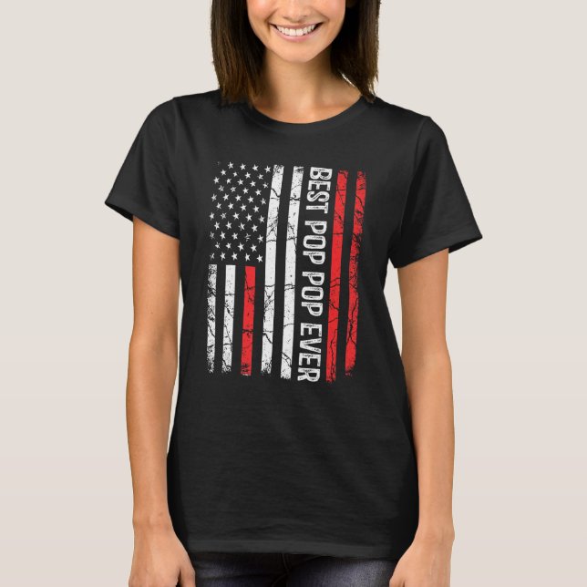 Mens Father s Day Best Pop Pop Ever With US Americ T-Shirt (Vorderseite)