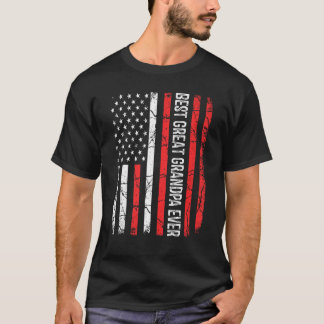 Mens Father's Day Best Great Grandpa Ever With US  T-Shirt