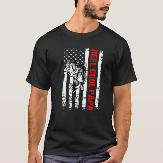 Mens Fathers Day Shirt Dad Reel Cool Papa Fishing  (Vorderseite)