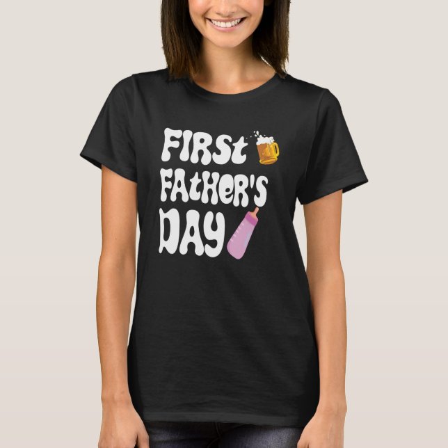 Mens First Father's Day Beer Baby Bottle Daddy 202 T-Shirt (Vorderseite)