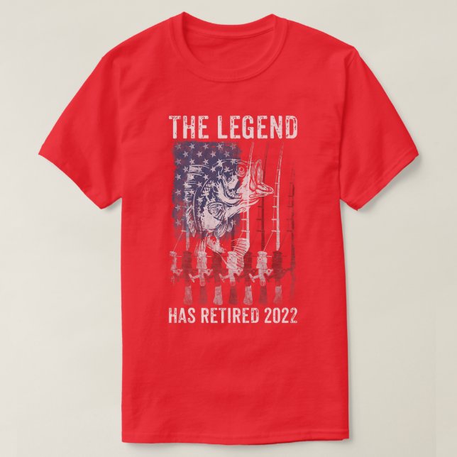 Mens Fishing American Flag Retirement The Legend H T-Shirt (Design vorne)