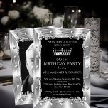 Mens Foto 60. Geburtstagsparty König Silberkrone Einladung<br><div class="desc">Mens 60. Geburtstagsparty Foto King Crown Silver Imitate Metal Art Deco. Elegante Geburtstagsparty Black Art Deco. Passen Sie Ihre persönlichen Daten an.</div>